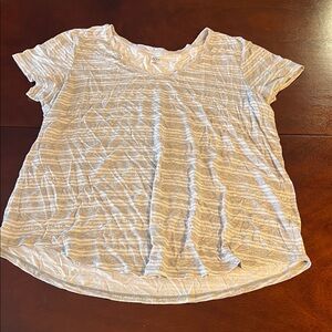 a.n.a Light Gray Striped Short Sleeve swing Tee